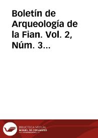 Boletín de Arqueología de la Fian. Vol. 2, Núm. 3 (1987) | Biblioteca Virtual Miguel de Cervantes