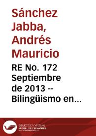 RE No. 172 Septiembre  de 2013 -- Bilingüismo en Colombia | Biblioteca Virtual Miguel de Cervantes