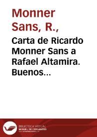 Carta de Ricardo Monner Sans a Rafael Altamira. Buenos Aires, 14 de octubre de 1909 | Biblioteca Virtual Miguel de Cervantes