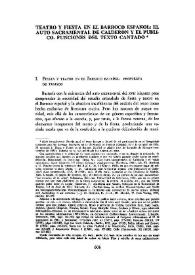 Teatro y fiesta en el Barroco español: el auto sacramental de Calderón y el público. Funciones del texto cantado / José María Díez Borque | Biblioteca Virtual Miguel de Cervantes