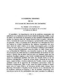 Sumarísima historia de la Facultad de Medicina de Zaragoza / Pedro Laín Entralgo | Biblioteca Virtual Miguel de Cervantes