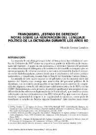 Franquismo, ¿Estado de Derecho?: notas sobre la renovación del lenguaje político de la dictadura durante los años 60 / Nicolás Sesma Landrin | Biblioteca Virtual Miguel de Cervantes