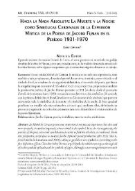  Hacia la Nada Absoluta: La Muerte y la Noche como Simbólicas Cardinales de la Expresión Mística de la Poesía de Jacobo Fijman el Período 1931-1970 / Enzo Cárcano | Biblioteca Virtual Miguel de Cervantes