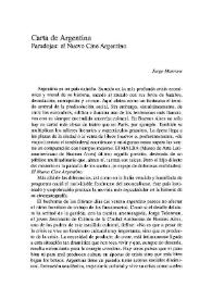 Carta de Argentina. Paradojas: el Nuevo Cine Argentino / Jorge Marrone | Biblioteca Virtual Miguel de Cervantes