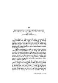 Fragmento de inscripción romana en la barbacana del castillo de Trujillo, Cáceres : (Conventus Emeritensis) / Julio Esteban Ortega, José Antonio Ramos Rubio | Biblioteca Virtual Miguel de Cervantes