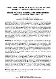 La participación política directa en el proceso constituyente español de 1977-78  / José Eduardo Illueca Ballester | Biblioteca Virtual Miguel de Cervantes