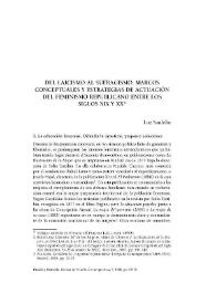 Del laicismo al sufragismo. Marcos conceptuales y estrategias de actuación del feminismo republicano entre los siglos XIX y XX / Luz Sanfeliú | Biblioteca Virtual Miguel de Cervantes