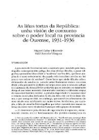 As liñas tortas da República: unha visión de conxunto sobre o poder local na provincia de Ourense, 1931-1936 / Miguel Cabo Villaverde, Raúl Soutelo Vázquez | Biblioteca Virtual Miguel de Cervantes