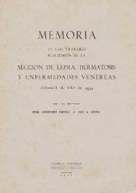 Memoria de los trabajos realizados en la sección de lepra, dermatosis y enfermedades venéreas durante el año de 1959 / por los doctores Félix Contreras Dueñas y Luis A. Lovell  | Biblioteca Virtual Miguel de Cervantes