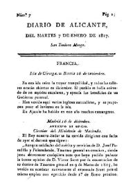 Diario de Alicante. Núm. 7, 7 de enero de 1817 | Biblioteca Virtual Miguel de Cervantes