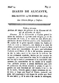 Diario de Alicante. Núm. 14, 14 de enero de 1817 | Biblioteca Virtual Miguel de Cervantes