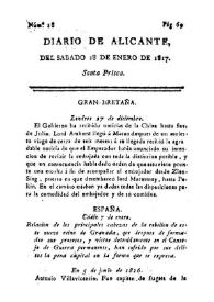 Diario de Alicante. Núm. 18, 18 de enero de 1817 | Biblioteca Virtual Miguel de Cervantes