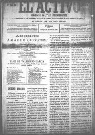 El Activo : Periódico Político Independiente y Defensor de los Intereses Morales, Materiales y Agrícolas de este Distrito Electoral. Núm. 32, 31 de diciembre de 1899 | Biblioteca Virtual Miguel de Cervantes