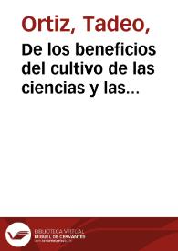 De los beneficios del cultivo de las ciencias y las letras | Biblioteca Virtual Miguel de Cervantes