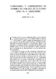 Vanguardia y complemento de "Sombra del Paraíso" en el último libro de V. Aleixandre / por Ildefonso M. Gil | Biblioteca Virtual Miguel de Cervantes