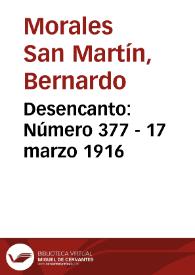 Desencanto. Número 377 - 17 marzo 1916 | Biblioteca Virtual Miguel de Cervantes