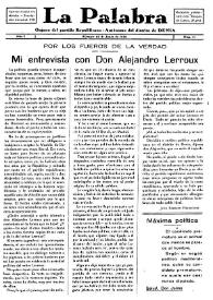 La Palabra : Periódico Independiente. Defensor de los Intereses Morales y Materiales del Distrito de Denia. Núm. 11, 28 de junio de 1930 | Biblioteca Virtual Miguel de Cervantes