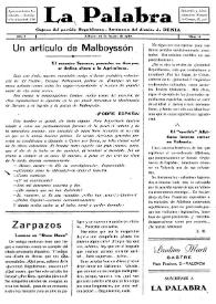 La Palabra : Periódico Independiente. Defensor de los Intereses Morales y Materiales del Distrito de Denia. Núm. 18, 16 de agosto de 1930 | Biblioteca Virtual Miguel de Cervantes