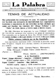 La Palabra : Periódico Independiente. Defensor de los Intereses Morales y Materiales del Distrito de Denia. Núm. 22, 13 de septiembre de 1930 | Biblioteca Virtual Miguel de Cervantes