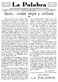 La Palabra : Periódico Independiente. Defensor de los Intereses Morales y Materiales del Distrito de Denia. Núm. 25, 4 de octubre de 1930 | Biblioteca Virtual Miguel de Cervantes