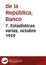 7. Estadísticas varias, octubre 1959 | Biblioteca Virtual Miguel de Cervantes