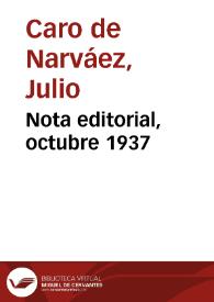 Nota editorial, octubre 1937 | Biblioteca Virtual Miguel de Cervantes