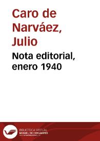 Nota editorial, enero 1940 | Biblioteca Virtual Miguel de Cervantes