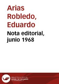 Nota editorial, junio 1968 | Biblioteca Virtual Miguel de Cervantes