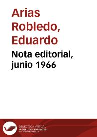 Nota editorial, junio 1966 | Biblioteca Virtual Miguel de Cervantes