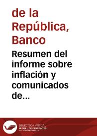 Resumen del informe sobre inflación y comunicados de prensa, agosto 2005 | Biblioteca Virtual Miguel de Cervantes