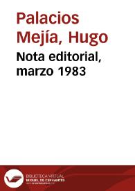 Nota editorial, marzo 1983 | Biblioteca Virtual Miguel de Cervantes