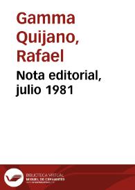 Nota editorial, julio 1981 | Biblioteca Virtual Miguel de Cervantes