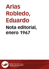 Nota editorial, enero 1967 | Biblioteca Virtual Miguel de Cervantes