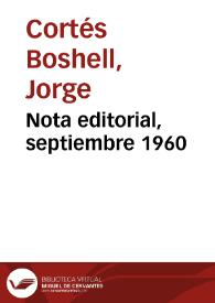 Nota editorial, septiembre 1960 | Biblioteca Virtual Miguel de Cervantes