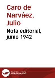 Nota editorial, junio 1942 | Biblioteca Virtual Miguel de Cervantes