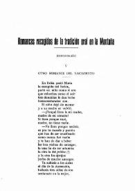 Romances recogidos de la tradición oral en la montaña (Continuación) / José María de Cossío | Biblioteca Virtual Miguel de Cervantes