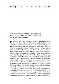 "Estudios de Literatura Hispanoamericana": Un libro de profesor cubano José Arrom / por Dámaso Alonso | Biblioteca Virtual Miguel de Cervantes