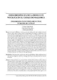 (Des)obediències de la reducció vocàlica en el català de Mallorca / Clàudia Pons-Moll | Biblioteca Virtual Miguel de Cervantes