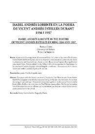 Isabel Andrés Lorente en la poesia de Vicent Andrés Estellés durant 1956 i 1957 / Ferran Carbó | Biblioteca Virtual Miguel de Cervantes