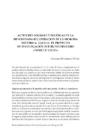 Actitudes sociales y políticas en la denominada recuperación de la memoria histórica. Galicia: el proyecto de investigación interuniversitario "Nomes e Voces" / Lourenzo Fernández Prieto | Biblioteca Virtual Miguel de Cervantes