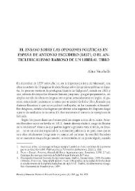 El "Ensayo sobre las opiniones políticas en España" de Antonio Escudero (1837), o el anticlericalismo rabioso de un liberal tibio / Aline Vauchelle | Biblioteca Virtual Miguel de Cervantes