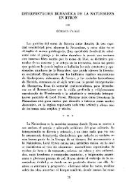 Interpretación romántica de la naturaleza en Byron / por Esteban Pujals | Biblioteca Virtual Miguel de Cervantes