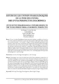 Estudi de les unitats fraseológiques de la tercera esfera des d'una perspectiva diacrònica / Maria Àngels Fuster Ortuño, Elena Sánchez López | Biblioteca Virtual Miguel de Cervantes