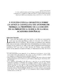 A vueltas con la "Gramática sobre la lengua" castellana de Antonio de Nebrija (A propósito de la edición de la Biblioteca Clásica de la Real Academia Española) / José J. Gómez Asencio | Biblioteca Virtual Miguel de Cervantes