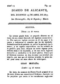 Diario de Alicante. Núm. 13, 13 de abril de 1817 | Biblioteca Virtual Miguel de Cervantes