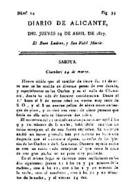 Diario de Alicante. Núm. 24, 24 de abril de 1817 | Biblioteca Virtual Miguel de Cervantes