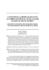 A l’entorn de la ironia de situació i la comèdia burgesa: el cas de «La llotja», de Josep M. Millàs / Ramon X. Rosselló | Biblioteca Virtual Miguel de Cervantes