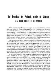 Don Francisco de Portugal, conde de Vimioso, y la Unidad Política de la Península / Julián Rubio Esteban | Biblioteca Virtual Miguel de Cervantes