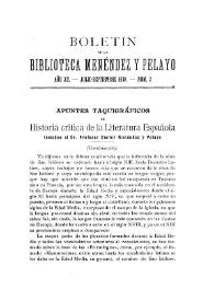 Apuntes taquigráficos de "Historia crítica de la Literatura española", tomados al Sr. Profesor Doctor Menéndez y Pelayo (continuación) / Miguel Artigas y Ferrando | Biblioteca Virtual Miguel de Cervantes