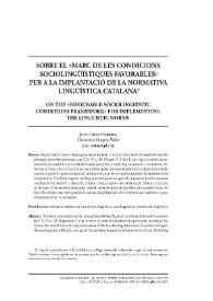 Sobre el «marc de condicions sociolingüístiques favorables» per a la implantació de la normativa lingüística / Joan Costa Carreras | Biblioteca Virtual Miguel de Cervantes